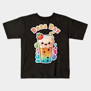 Boba Bae Kawaii Boba Tea Graphic Kids T-Shirt